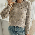 Damenstrickpullover mit meliertem Strick, lässiger Stil - Elora