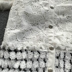 Langer Damenrock aus Spitze mit Blumendetails und Knöpfen gerader Schnitt - Solène