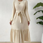 Langärmeliges Kleid mit Falten - Althia