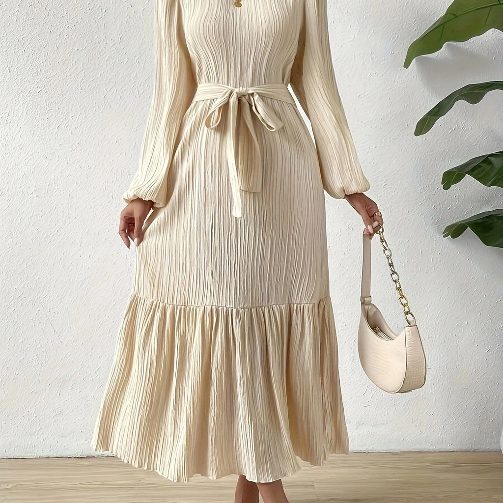 Langärmeliges Kleid mit Falten - Althia
