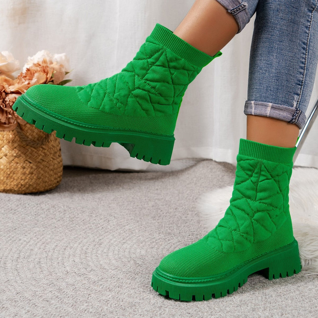 Gesteppte Damenstiefel aus Stoff mit Laufsohle im urbanen Stil - Kaela