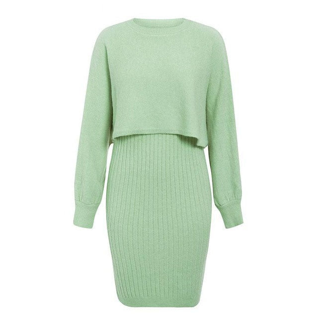 Zweiteiliges Effekt-Strickkleid - Karine