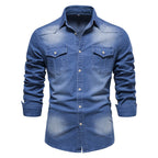 Langärmeliges Denim-Hemd für Männer - Derek