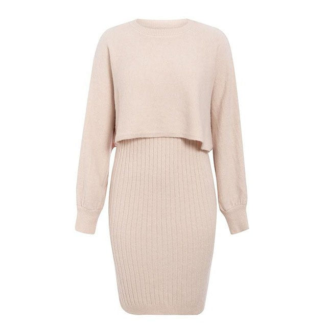 Zweiteiliges Effekt-Strickkleid - Karine