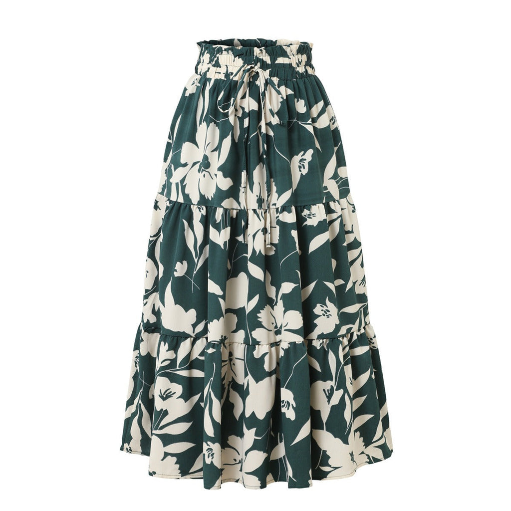 Midirock mit Blumenmuster und Faltenwurf - Camila