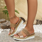 Damen Plateausandalen Handmade Style Kombinierte Textil Plateausandalen - Elira