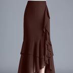 Damen-Midirock aus Chiffon mit Tiermotiv und Rüschen - Renata