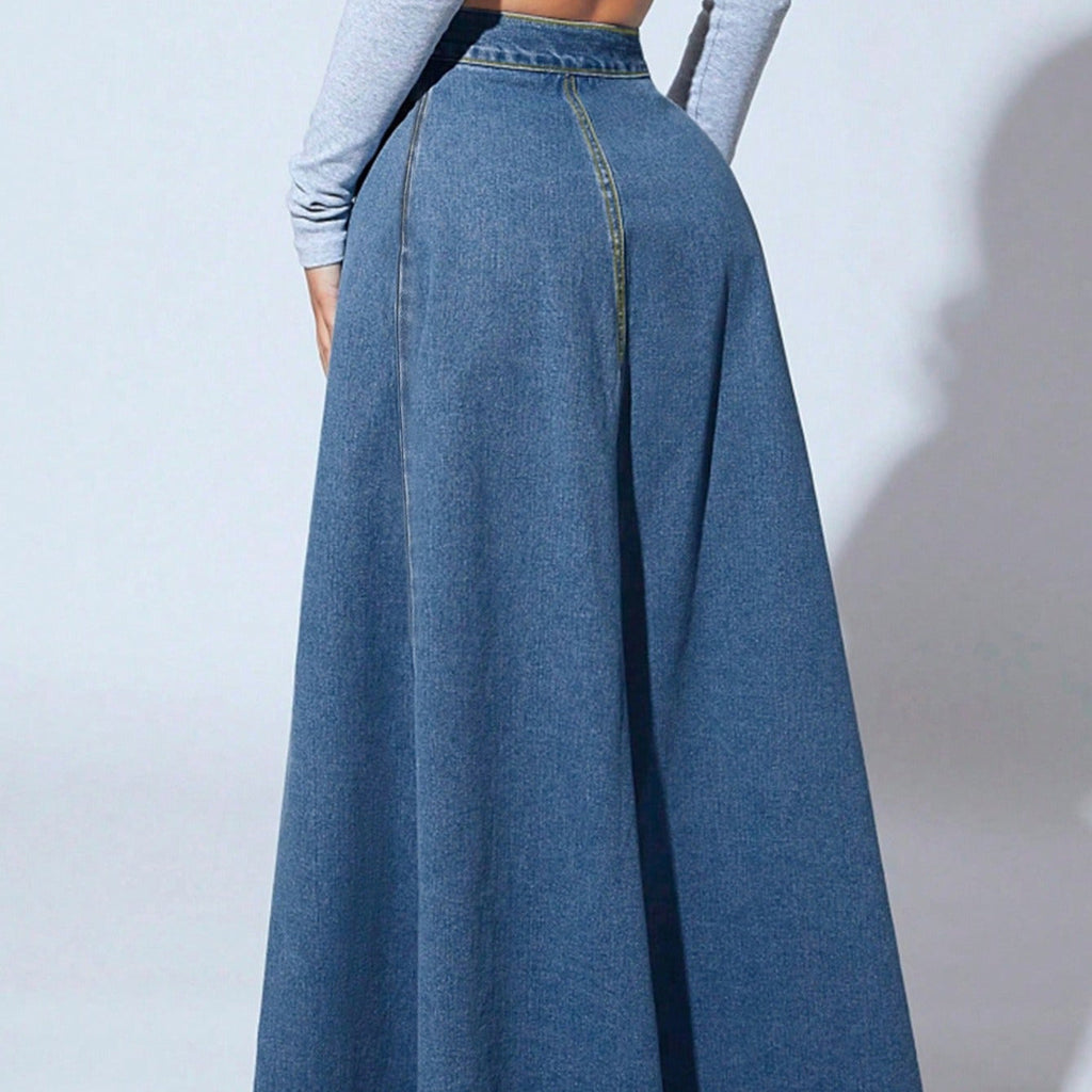 Langer Damenrock mit hoher Taille und Knöpfen - Martha