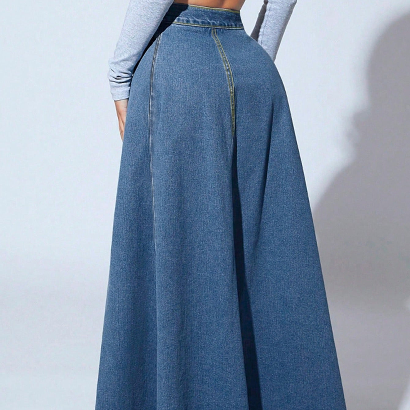Langer Damenrock mit hoher Taille und Knöpfen - Martha