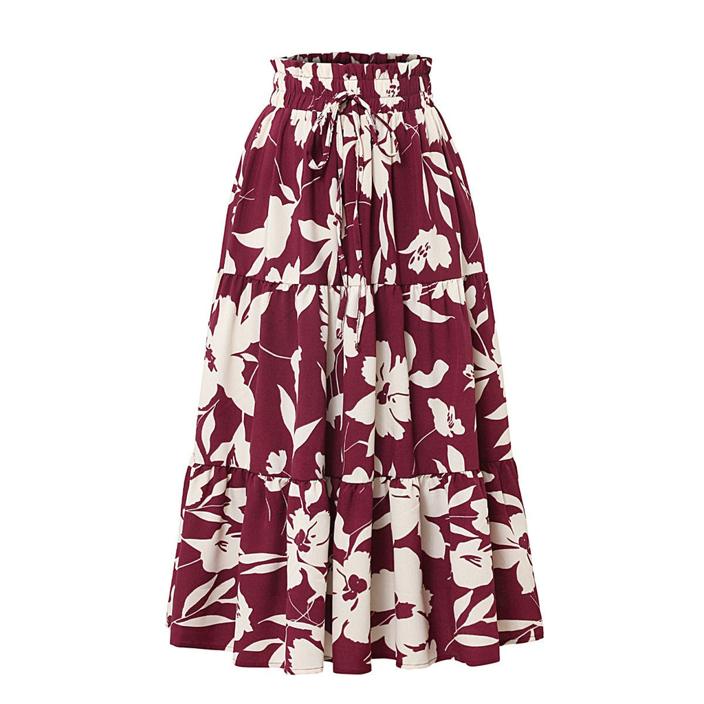 Midirock mit Blumenmuster und Faltenwurf - Camila