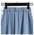 Damen Midirock Denim mit Gummizug in der Taille und Knöpfen - Renata