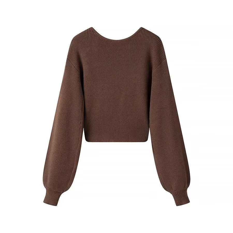 Damenpullover aus Rippenstrick mit verkürzter Form - Alix