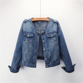 Damen-Jeansjacke, Rundhalsausschnitt, Fronttaschen - Hila