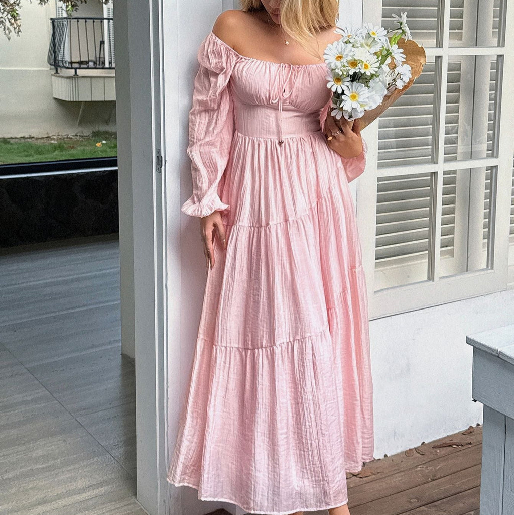 Langes Kleid mit quadratischem Ausschnitt - Liora