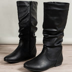 Flache High-Top-Stiefel mit seitlichen Raffungen - Rhea