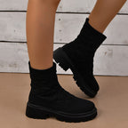 Gesteppte Damenstiefel aus Stoff mit Laufsohle im urbanen Stil - Kaela