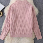 Gestrickter Zopfpullover und weite Hose für Damen - Melis