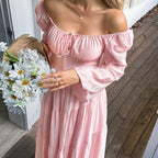 Langes Kleid mit quadratischem Ausschnitt - Liora