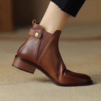 Flache Damenstiefel mit Gummizug im Chelsea-Stil aus Leder - Keira