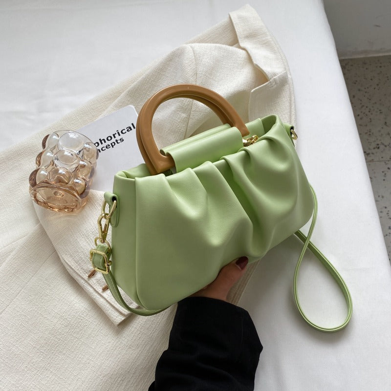 Damenhandtasche aus Leder mit Rüscheneffekt, moderner Stil - Amélie