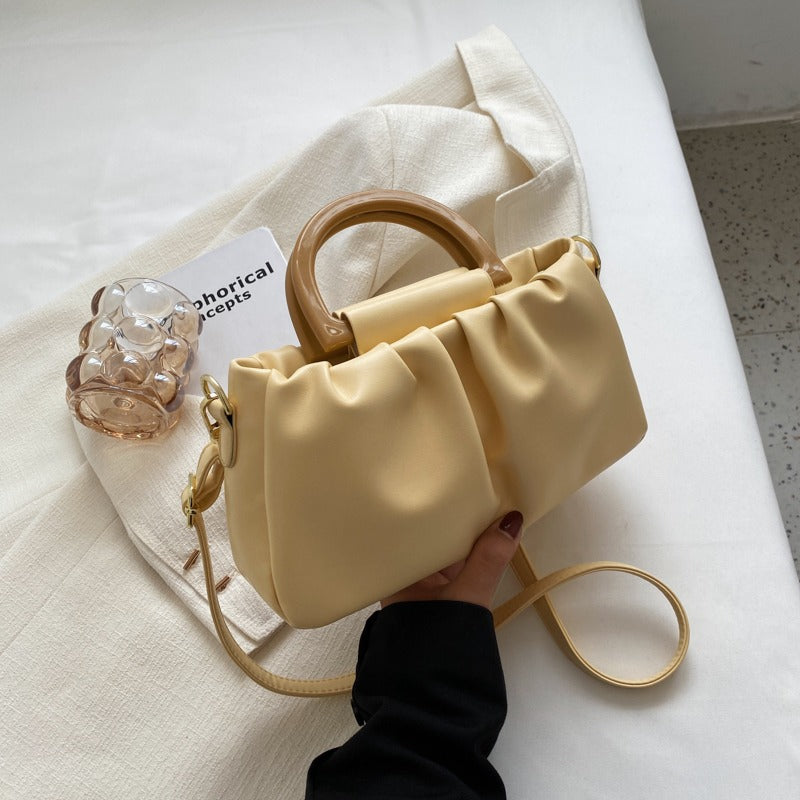 Damenhandtasche aus Leder mit Rüscheneffekt, moderner Stil - Amélie