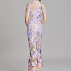 Besticktes florales langes Kleid Frau - Fiorella