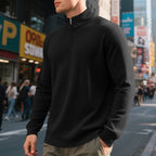 Herren Pullover mit halbem Reißverschluss und Waffelstruktur - Taren