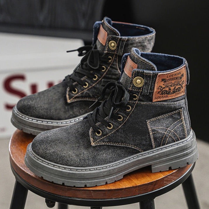 Halbhohe Freizeitstiefel aus Canvas-Denim für Herren - Eron