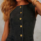 Ärmelloses Denim-Set für Damen mit schmaler Passform - Nadine