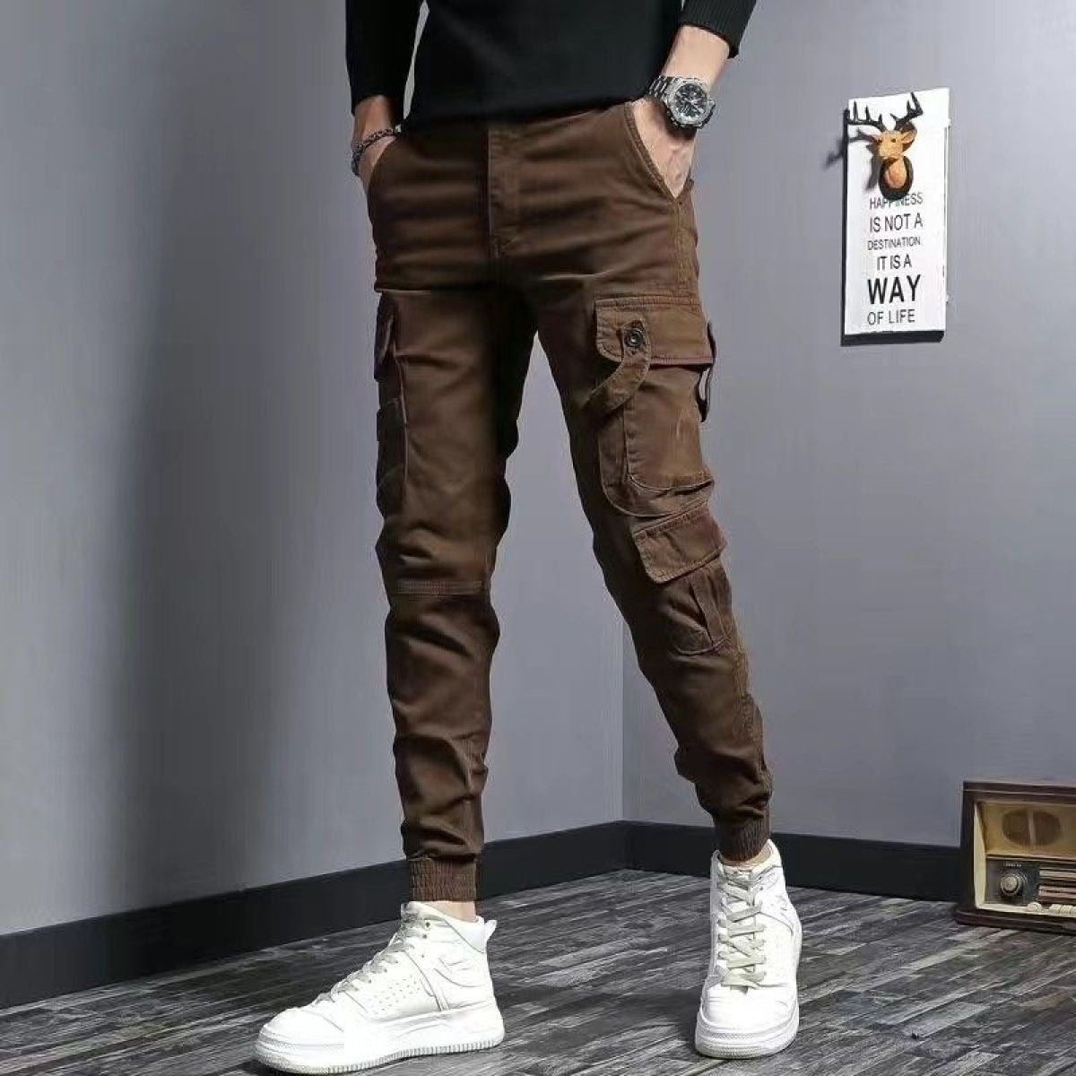 Herren Cargohose Baumwolle Slim Fit Seitentaschen - Marius