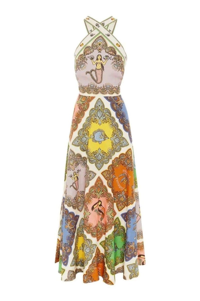 Janice - Bedrucktes Maxi-Halterkleid