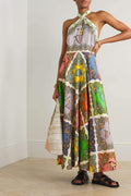 Janice - Bedrucktes Maxi-Halterkleid