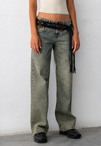 Damenjeans mit geradem Schnitt, niedriger Leibhöhe und Wasch-Effekt – Ulla