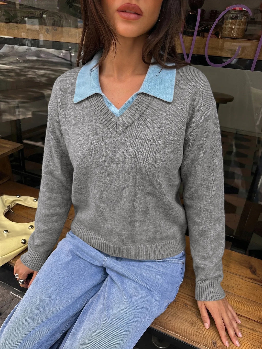 Strickpullover mit Hemdkragen für Damen – Tilda