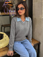 Strickpullover mit Hemdkragen für Damen – Tilda