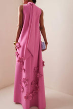 Lena - Langes rosa Kleid mit Blumen