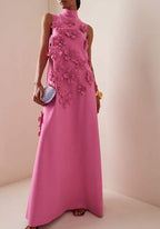 Lena - Langes rosa Kleid mit Blumen