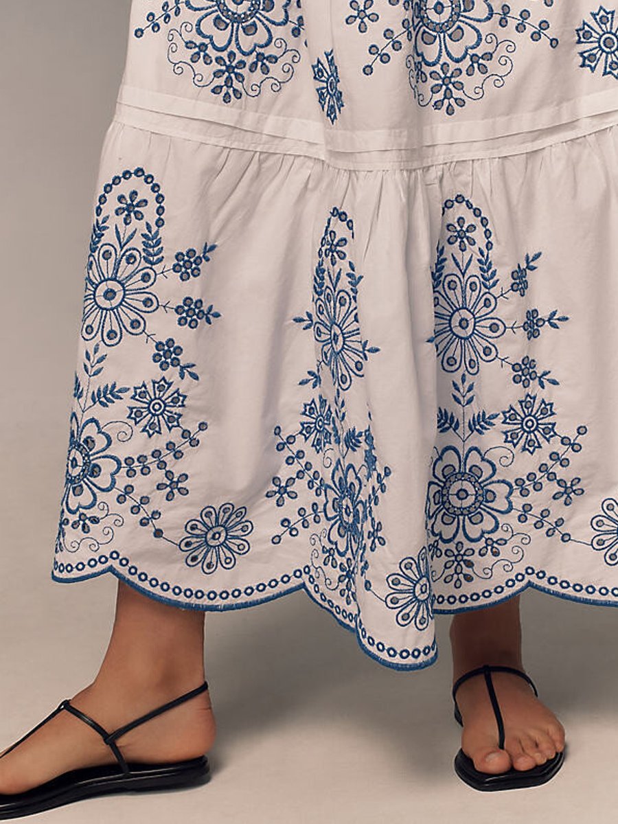 Nessa - Bedrucktes Maxikleid mit kurzen Ärmeln