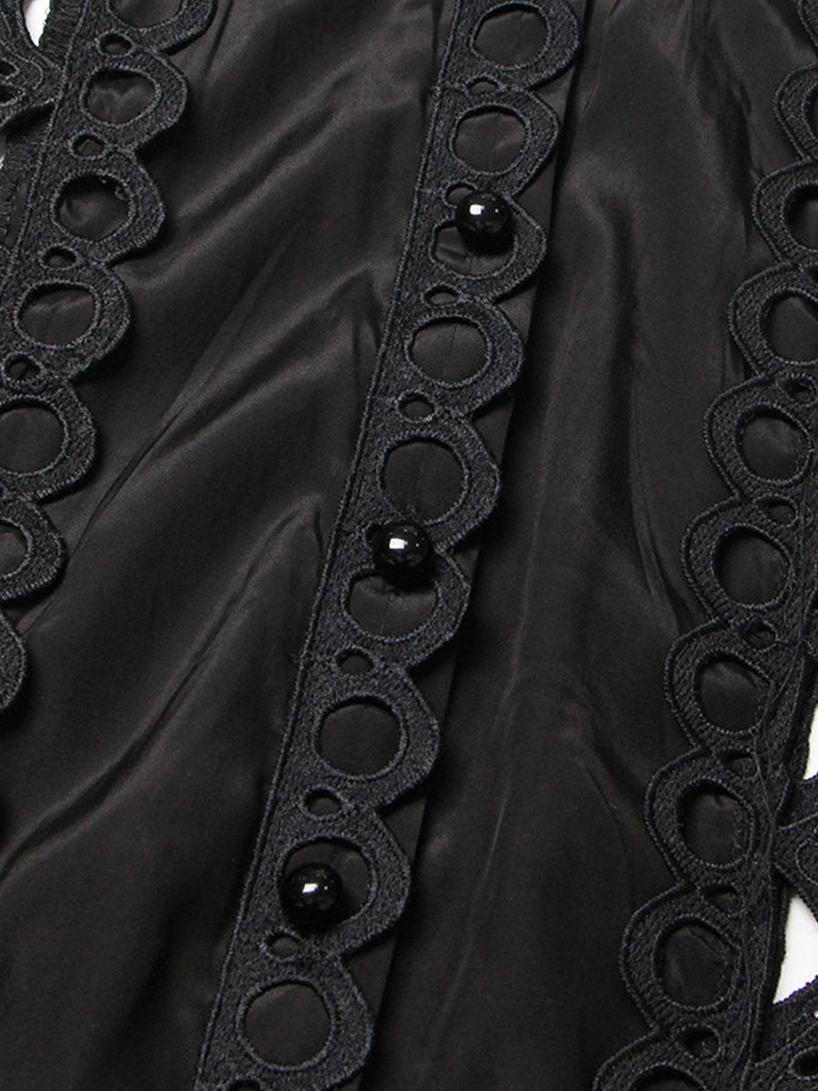 Eschten - Ärmelloses, hohl geschnittenes solides Maxikleid