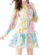 Stephania - Kleid mit Laternenärmeln und Stehkragen