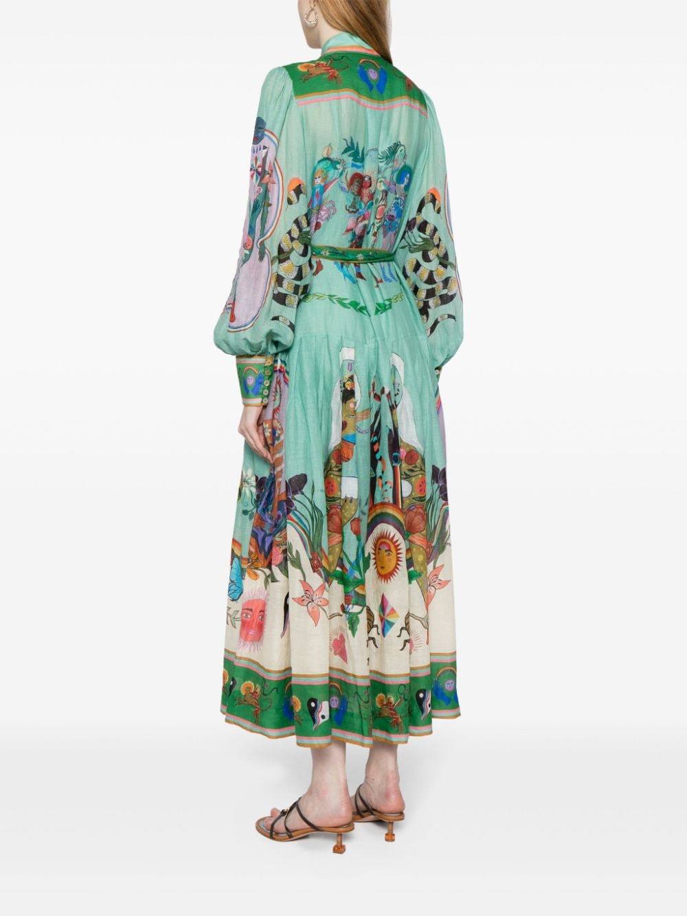 Eva - Bedrucktes Maxi-Hemdkleid mit Gürtel