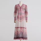 Vimke - V-Ausschnitt-Kleid mit Spleißdruck