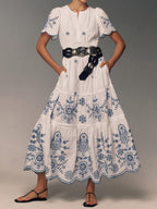Nessa - Bedrucktes Maxikleid mit kurzen Ärmeln