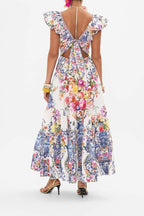 Juni - Maxikleid mit Blumenmuster und Rüschen