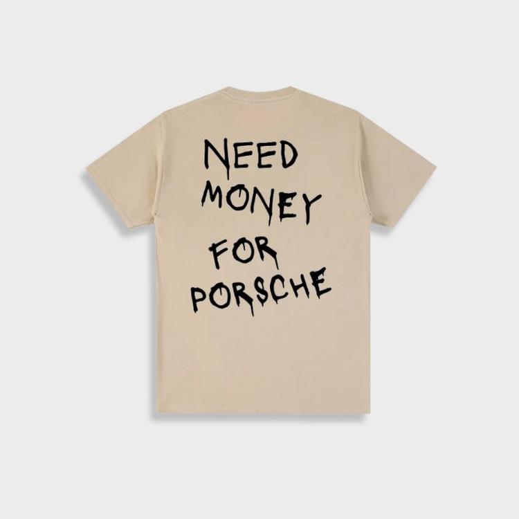 Marlon - Herren Vintage 'Need Money For Porsche' Baumwoll-T-Shirt