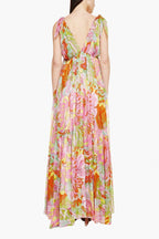 Sara - bedrucktes Maxikleid mit V-Ausschnitt