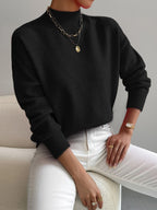 Damen Pullover eleganter warmer Strickpullover Stehkragen weicher Stoff gerade Passform - Yvonne