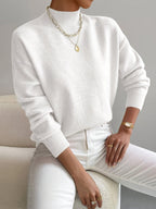 Damen Pullover eleganter warmer Strickpullover Stehkragen weicher Stoff gerade Passform - Yvonne