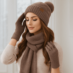 Weiche Strickmütze, Schal und Handschuhe für Frauen - Yalena