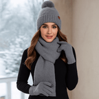 Weiche Strickmütze, Schal und Handschuhe für Frauen - Yalena